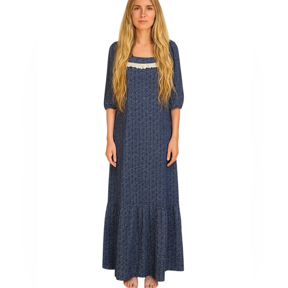 The Ritz 70's Prairie Dress 10 Vintage Boho Ditzy Calico Eyelet Honolulu Hawaii